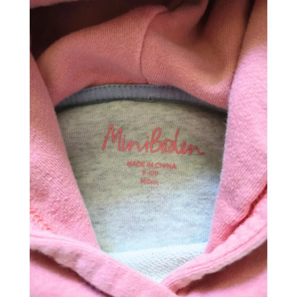 Mini Boden Girls “Kind People” Pink Hoodie Sweatshirt Size 9–10